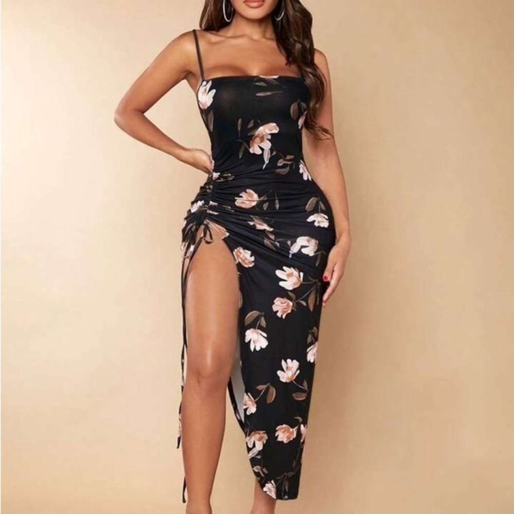 SHEIN Pink Asymmetrical Slip Dress Spaghetti Strap